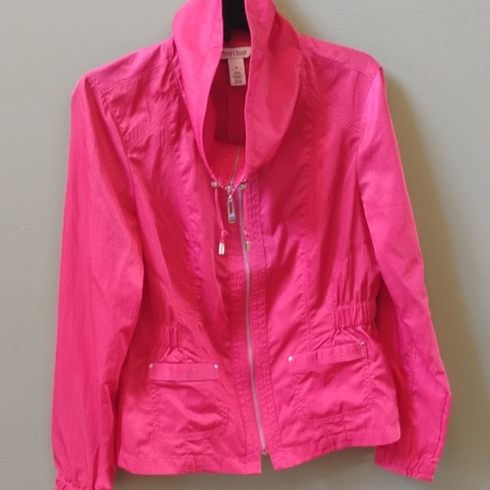 White House Black Market Pink Jacket with Stand-Up Collar